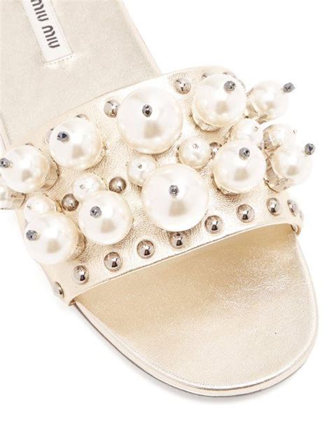 miu miu slides with pearls|miumiu shoes online.